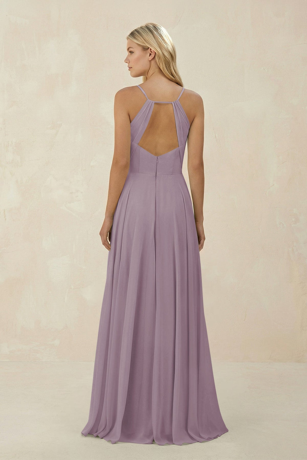 Spaghetti Strap A-Line Chiffon Bridesmaid Dress in Dusk
