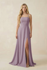 Dusk Spaghetti Strap Chiffon A-Line Bridesmaid Dress | KISSBRIDAL