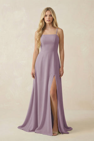 Dusk Spaghetti Strap Chiffon A-Line Bridesmaid Dress | KISSBRIDAL