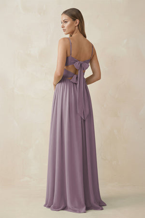 Dusk Spaghetti Strap Pleated A-Line Chiffon Bridesmaid Dress (2) | KISSBRIDAL