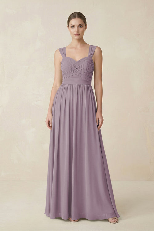 Dusk Sweetheart Pleated Chiffon A-Line Bridesmaid Dress | KISSBRIDAL