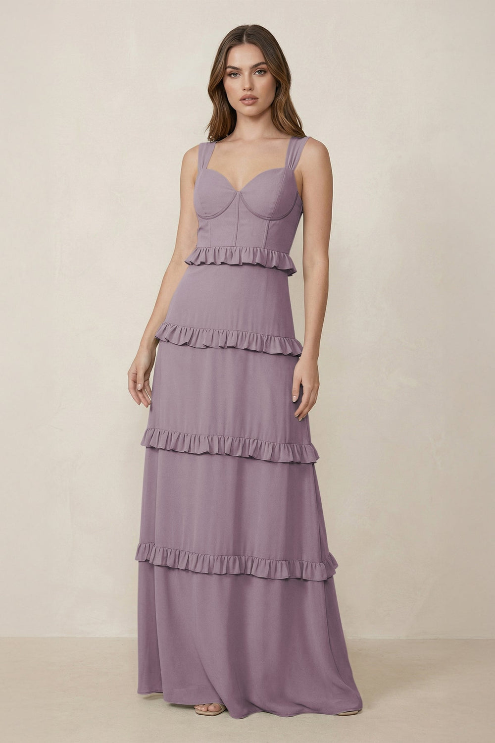 Sweetheart Tiered A-Line Chiffon Bridesmaid Dress in Dusk
