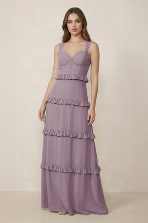 Dusk Sweetheart Tiered A-Line Chiffon Bridesmaid Dress | KISSBRIDAL