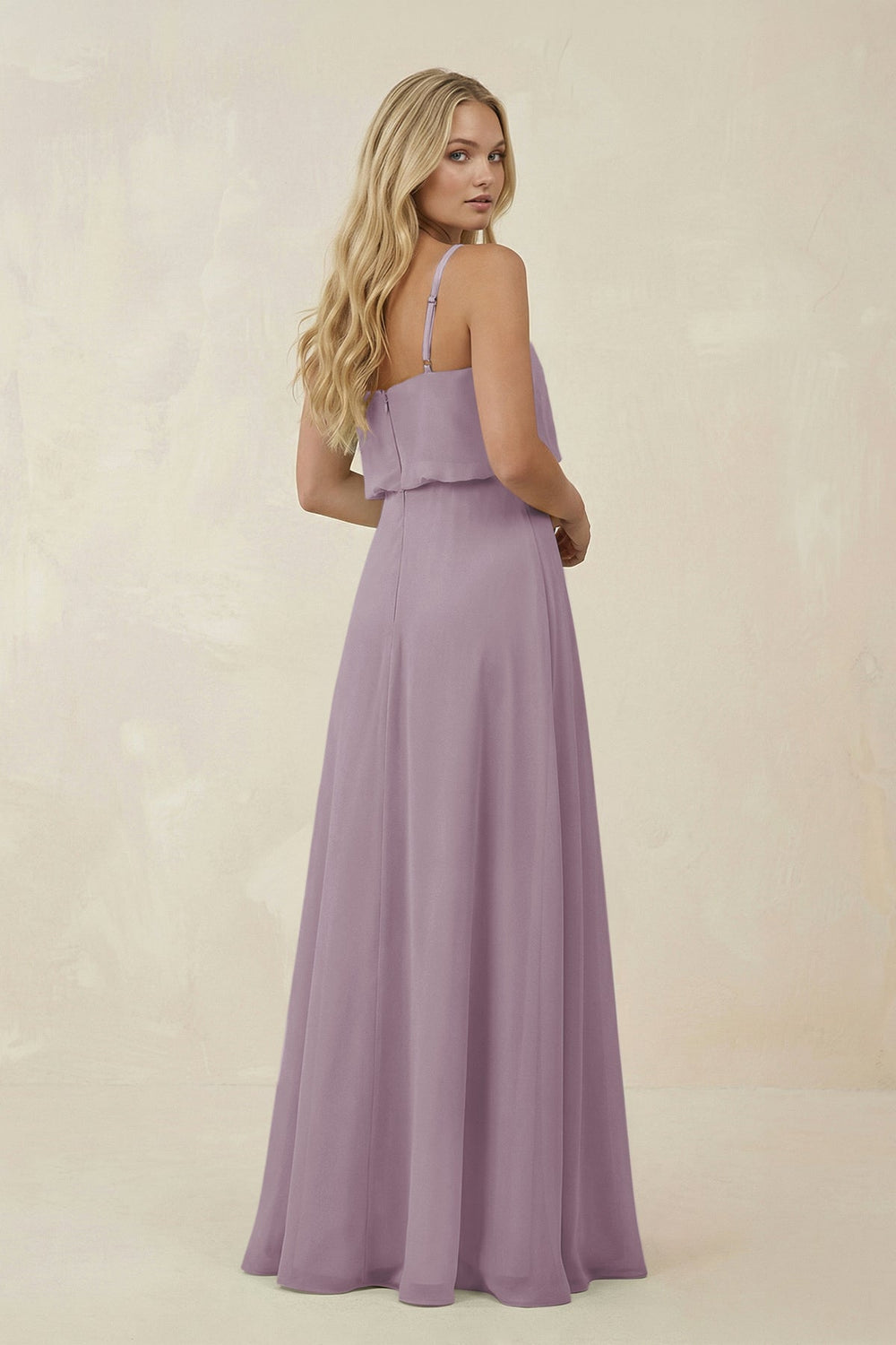 V-Neck Blouson A-Line Chiffon Bridesmaid Dress in Dusk