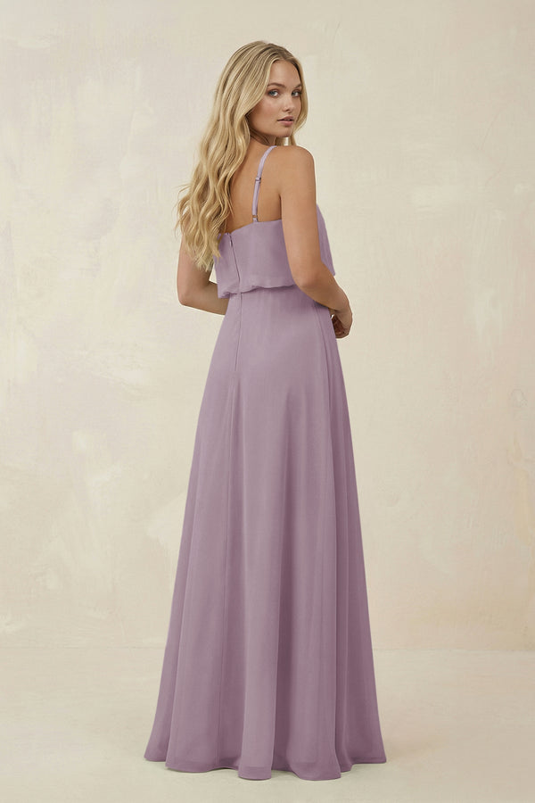 Dusk V-Neck Blouson A-Line Chiffon Bridesmaid Dress (2) | KISSBRIDAL
