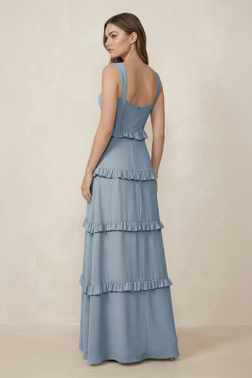 Sweetheart Tiered A-Line Chiffon Bridesmaid Dress in Dusty Blue