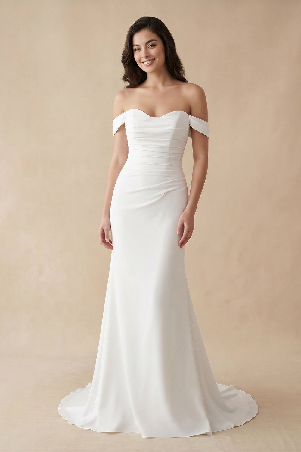 Off The Shoulder Satin Mermaid Wedding Dress