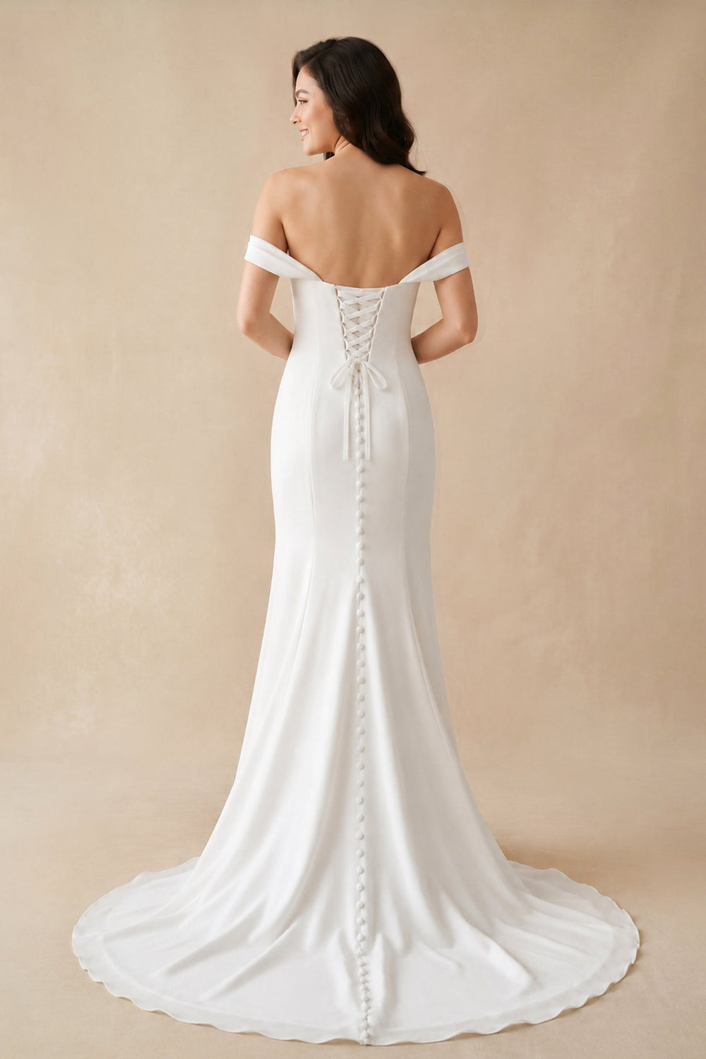 Off The Shoulder Satin Mermaid Wedding Dress