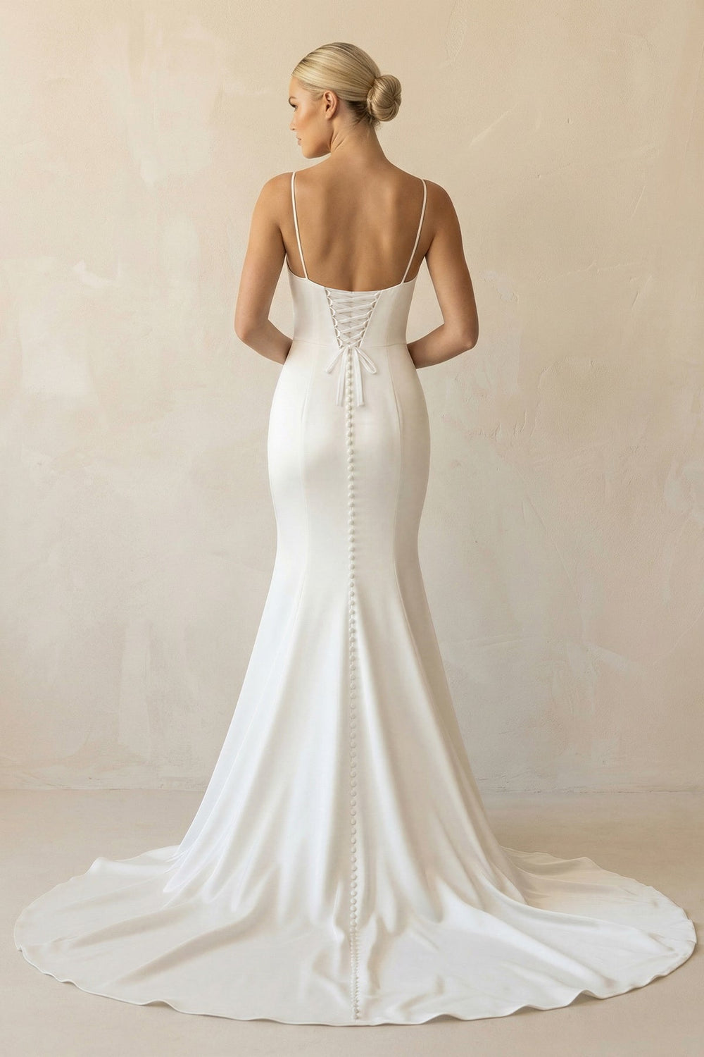 Simple Mermaid Spaghetti Straps Wedding Dress