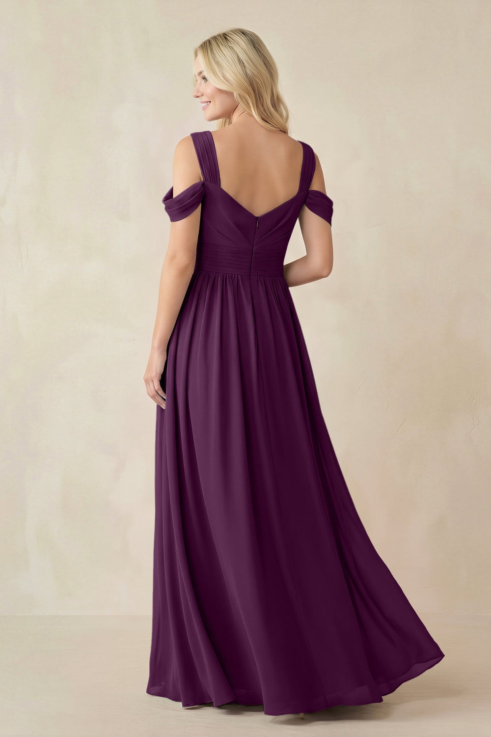 Chiffon A-Line Bridesmaid Dress with Slit in Fig