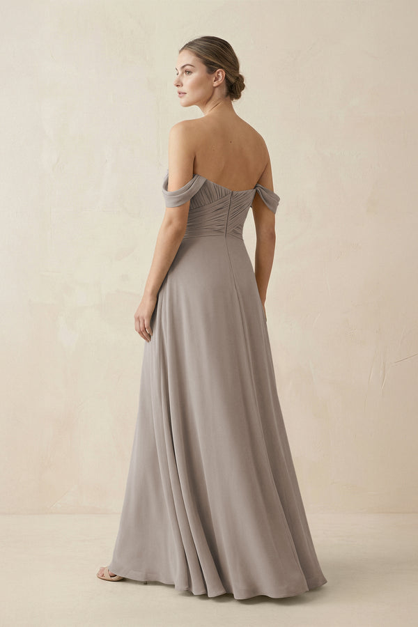 Frost A-Line Off-the-Shoulder Chiffon Bridesmaid Dress (2) | KISSBRIDAL