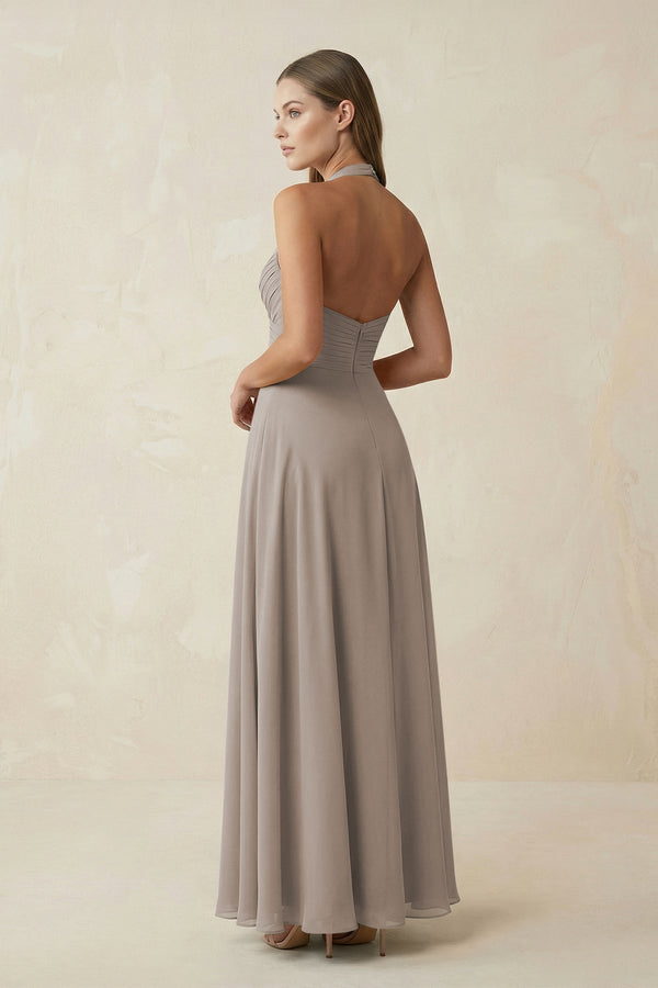 Frost A-Line Pleated Chiffon V-Neck Bridesmaid Dress (2) | KISSBRIDAL
