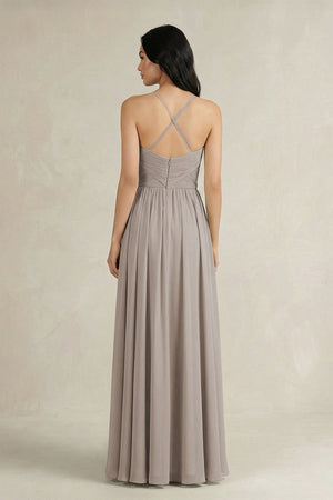 Frost A-Line Pleated Spaghetti Strap Chiffon Bridesmaid Dress (2) | KISSBRIDAL