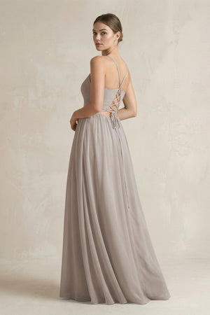 Frost A-Line Spaghetti Strap Chiffon Bridesmaid Dress (2) | KISSBRIDAL