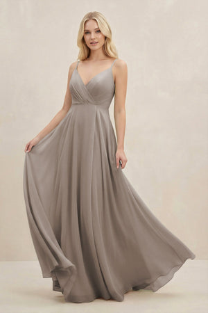 Frost A-Line Spaghetti Strap Chiffon Bridesmaid Dress | KISSBRIDAL