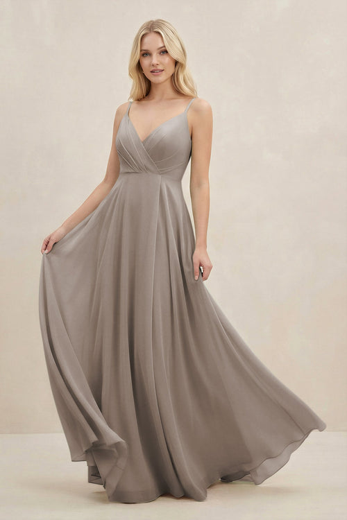 Frost A-Line Spaghetti Strap Chiffon Bridesmaid Dress | KISSBRIDAL