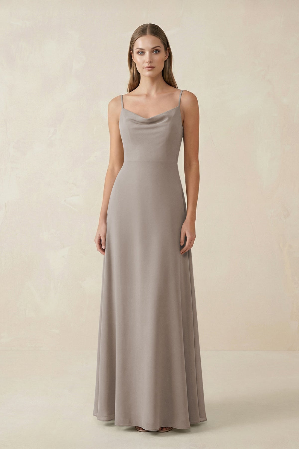 Cami Strap A-Line Chiffon Bridesmaid Dress in Frost