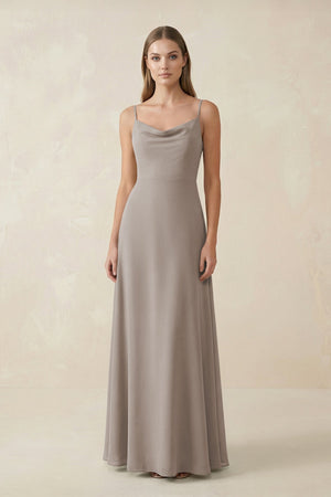 Frost Cami Strap A-Line Chiffon Bridesmaid Dress | KISSBRIDAL