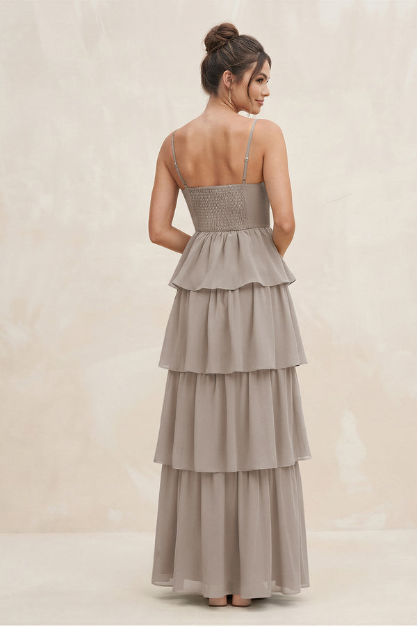 Frost Cami Strap Tiered A-Line Chiffon Bridesmaid Dress (2) | KISSBRIDAL
