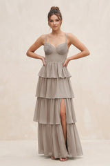 Frost Cami Strap Tiered A-Line Chiffon Bridesmaid Dress | KISSBRIDAL