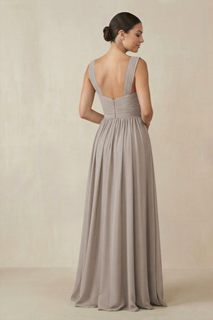 Frost Chiffon A-Line Pleated Bridesmaid Dress (2) | KISSBRIDAL