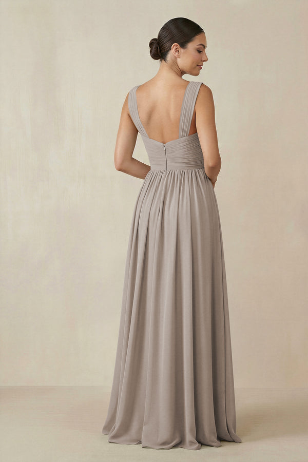 Frost Chiffon A-Line Pleated Bridesmaid Dress (2) | KISSBRIDAL