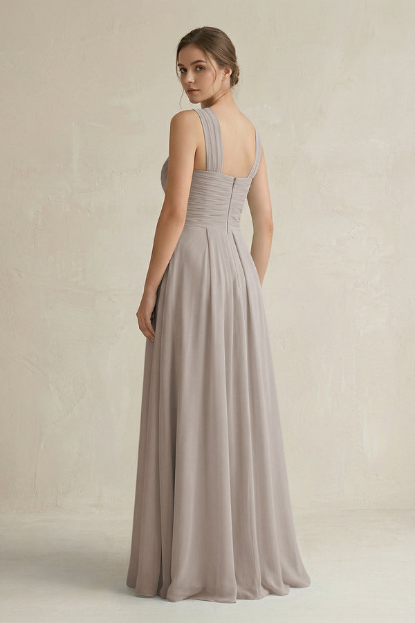 Frost Cross Halter Chiffon A-Line Pleated Bridesmaid Dress (2) | KISSBRIDAL