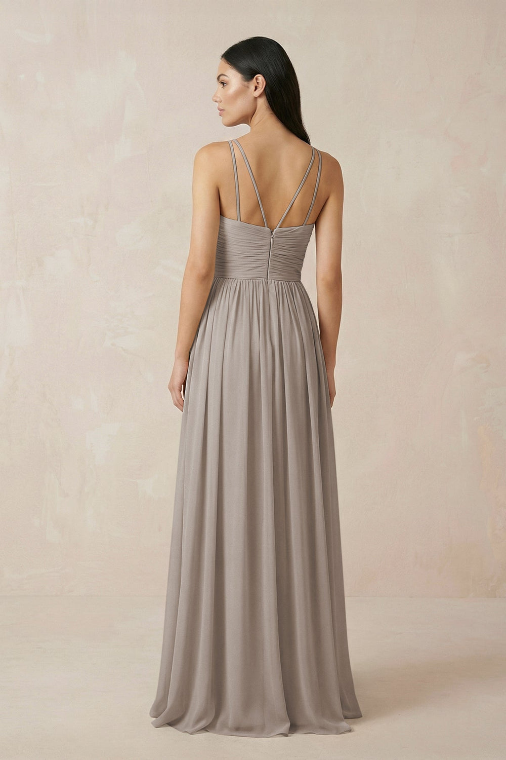 Halter Neck A-Line Chiffon Bridesmaid Dress in Frost
