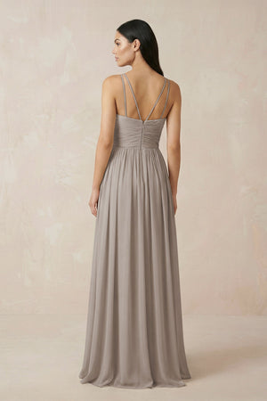 Frost Halter Neck A-Line Chiffon Bridesmaid Dress (2) | KISSBRIDAL