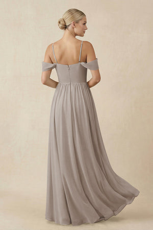 Frost Off-the-Shoulder Sweetheart A-Line Chiffon Bridesmaid Dress (2) | KISSBRIDAL