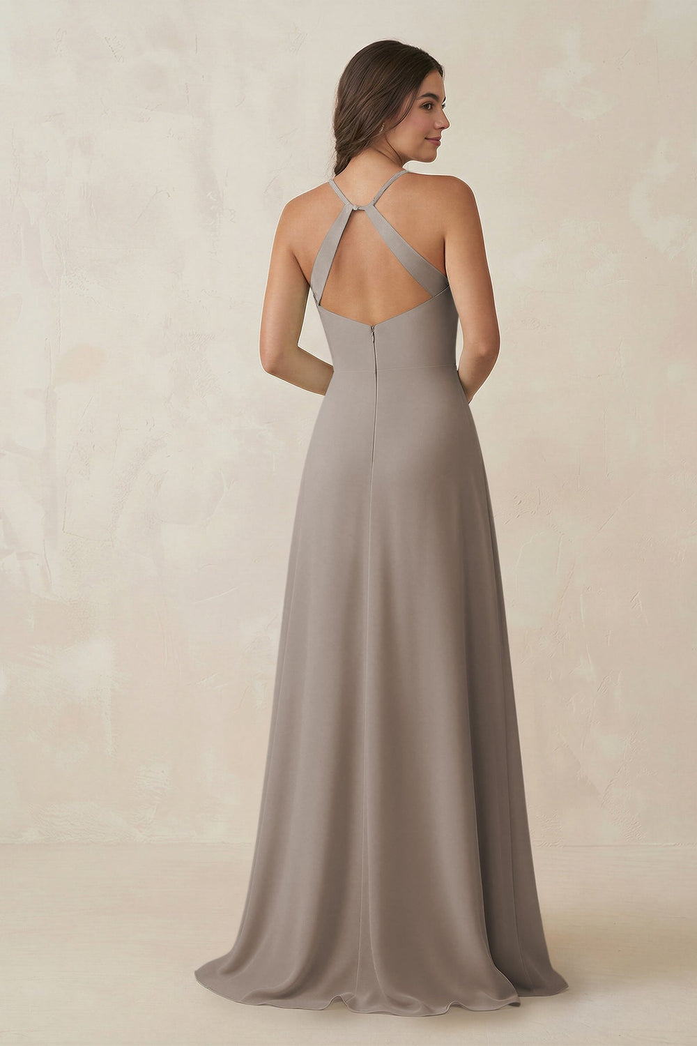 Ruched Sheath Chiffon Bridesmaid Dress in Frost
