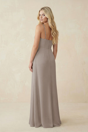 Frost Ruched Sheath Spaghetti Strap Chiffon Bridesmaid Dress (2) | KISSBRIDAL