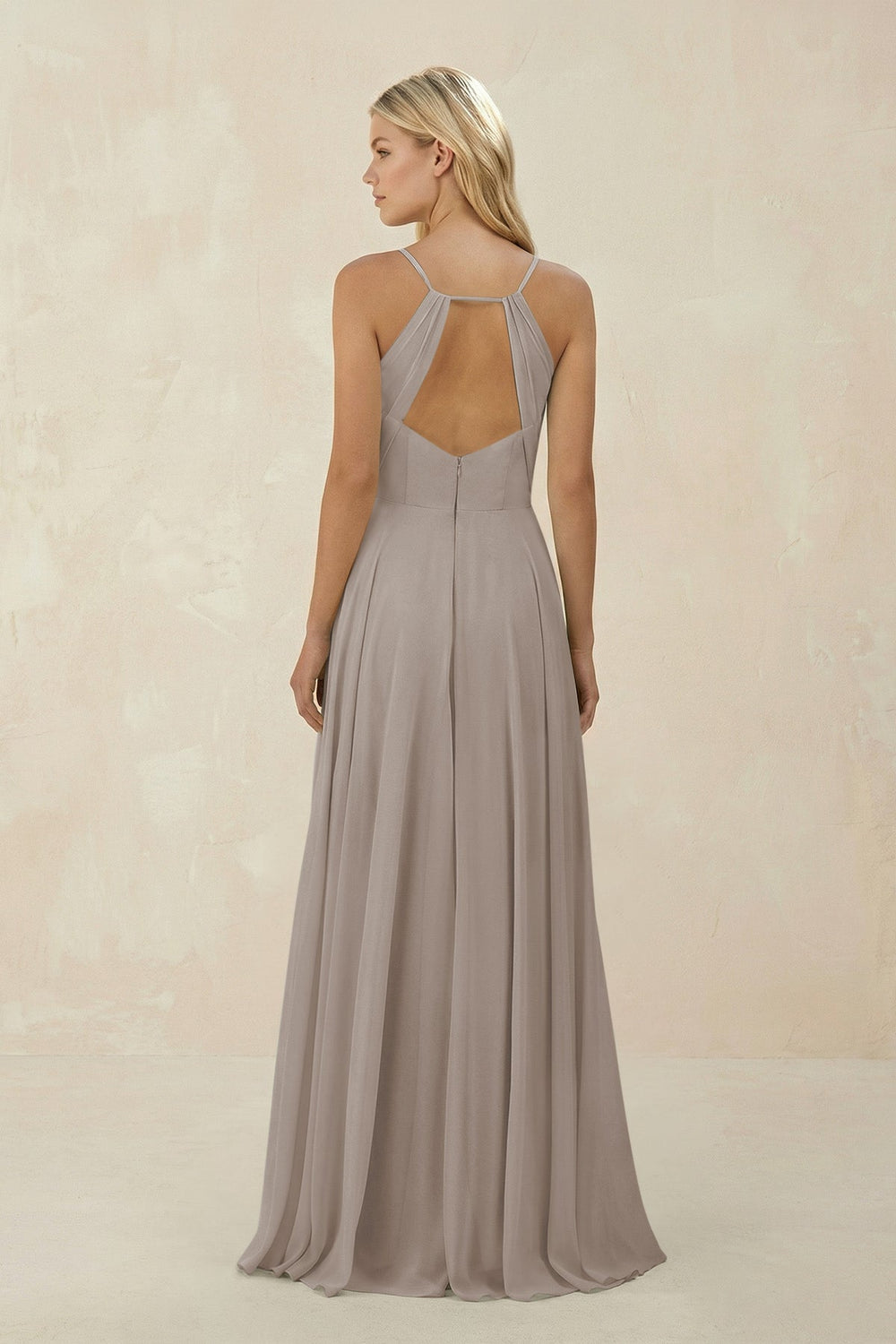 Spaghetti Strap A-Line Chiffon Bridesmaid Dress in Frost