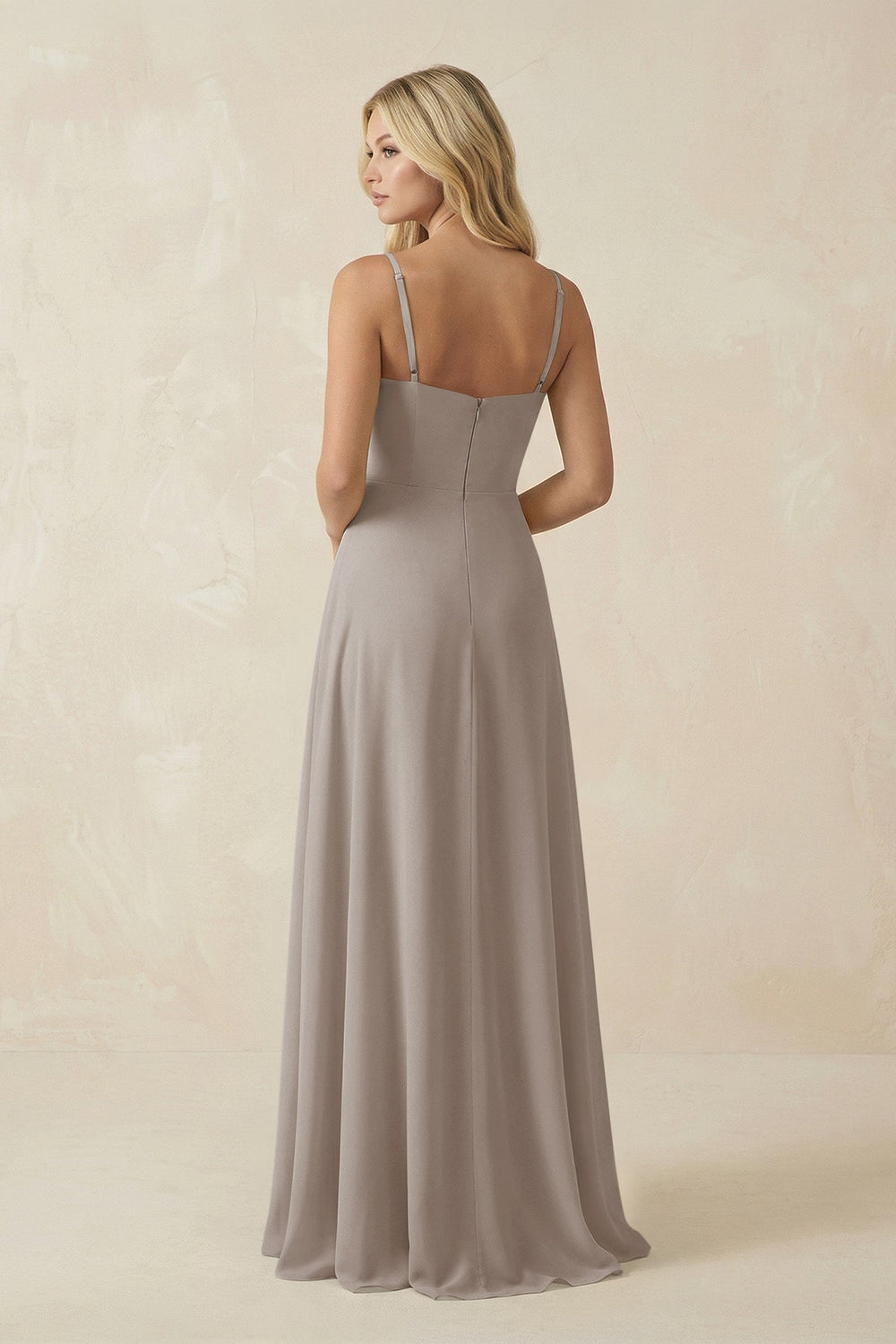Spaghetti Strap Chiffon A-Line Bridesmaid Dress in Frost