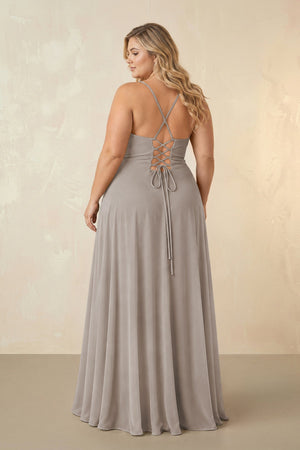 Frost Spaghetti Straps Chiffon A-Line Bridesmaid Dress (2) [sizeplus] | KISSBRIDAL