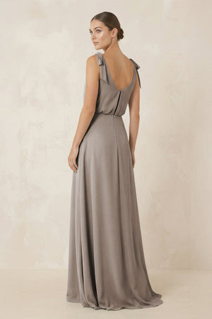 Frost V-Neck A-Line Chiffon Bridesmaid Dress (2) | KISSBRIDAL