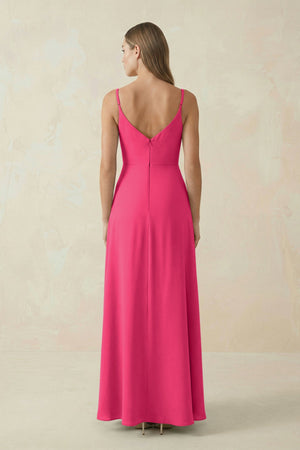 Fuchsia Cami Strap A-Line Chiffon Bridesmaid Dress (2) | KISSBRIDAL