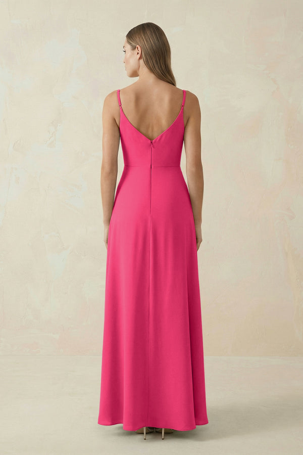 Fuchsia Cami Strap A-Line Chiffon Bridesmaid Dress (2) | KISSBRIDAL
