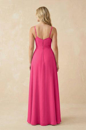 Fuchsia Sweetheart A-Line Pleated Chiffon Bridesmaid Dress (2) | KISSBRIDAL