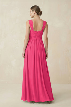 Fuchsia Sweetheart Pleated Chiffon A-Line Bridesmaid Dress (2) | KISSBRIDAL