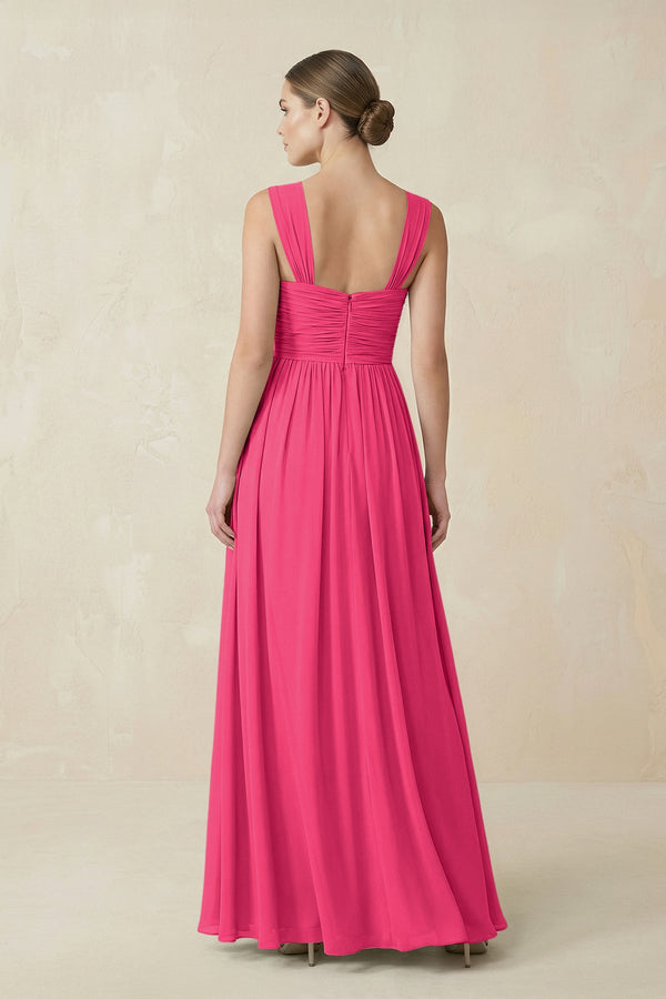 Fuchsia Sweetheart Pleated Chiffon A-Line Bridesmaid Dress (2) | KISSBRIDAL