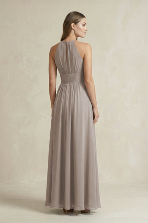 Halter A-Line Chiffon Ankle-Length Bridesmaid Dress in Frost (2) | KISSBRIDAL