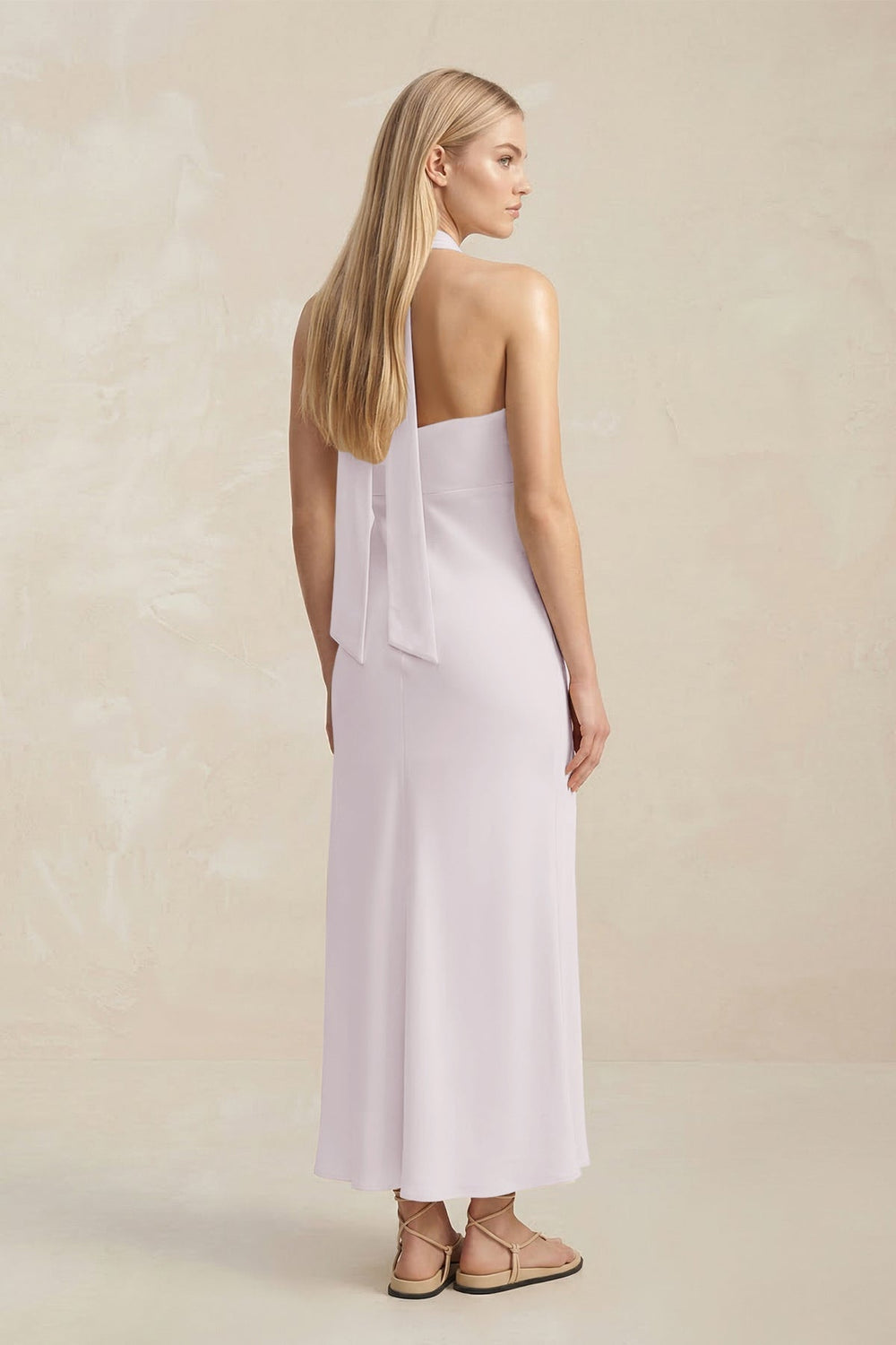 Halter Keyhole Sheath Midi Bridesmaid Dress in Dusk