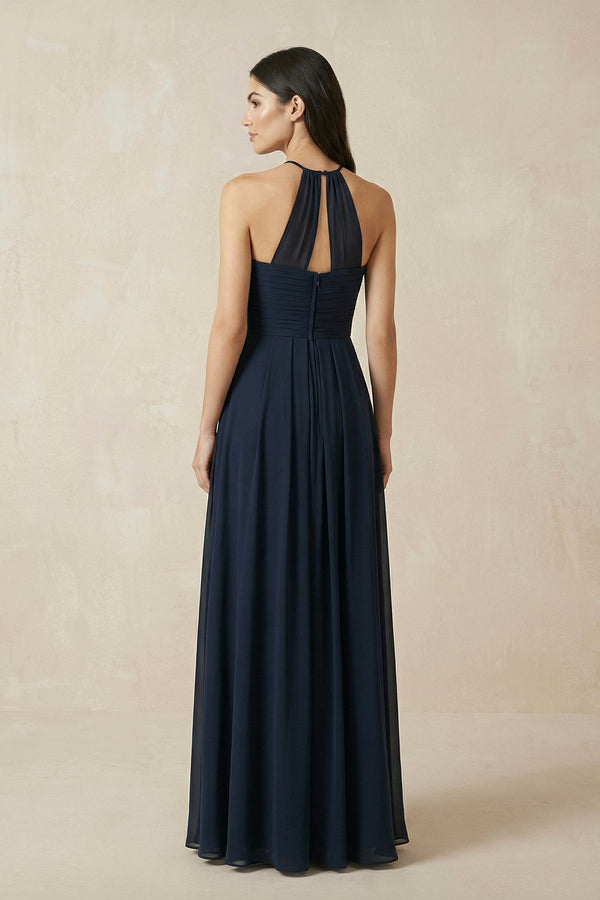 Halter Neck Pleated A - Line Chiffon Bridesmaid Dress - KISS BRIDAL Bridesmaid Dresses