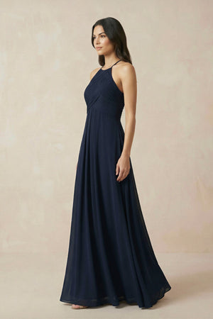 Halter Neck Pleated A - Line Chiffon Bridesmaid Dress - KISS BRIDAL Bridesmaid Dresses