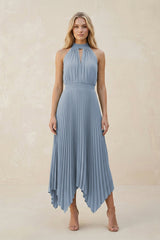 Halter Neck Pleated A - Line Chiffon Bridesmaid Dress in Twilight - KISS BRIDAL Bridesmaid Dresses