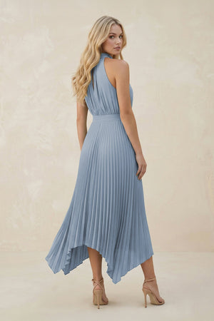 Halter Neck Pleated A - Line Chiffon Bridesmaid Dress in Twilight - KISS BRIDAL Bridesmaid Dresses