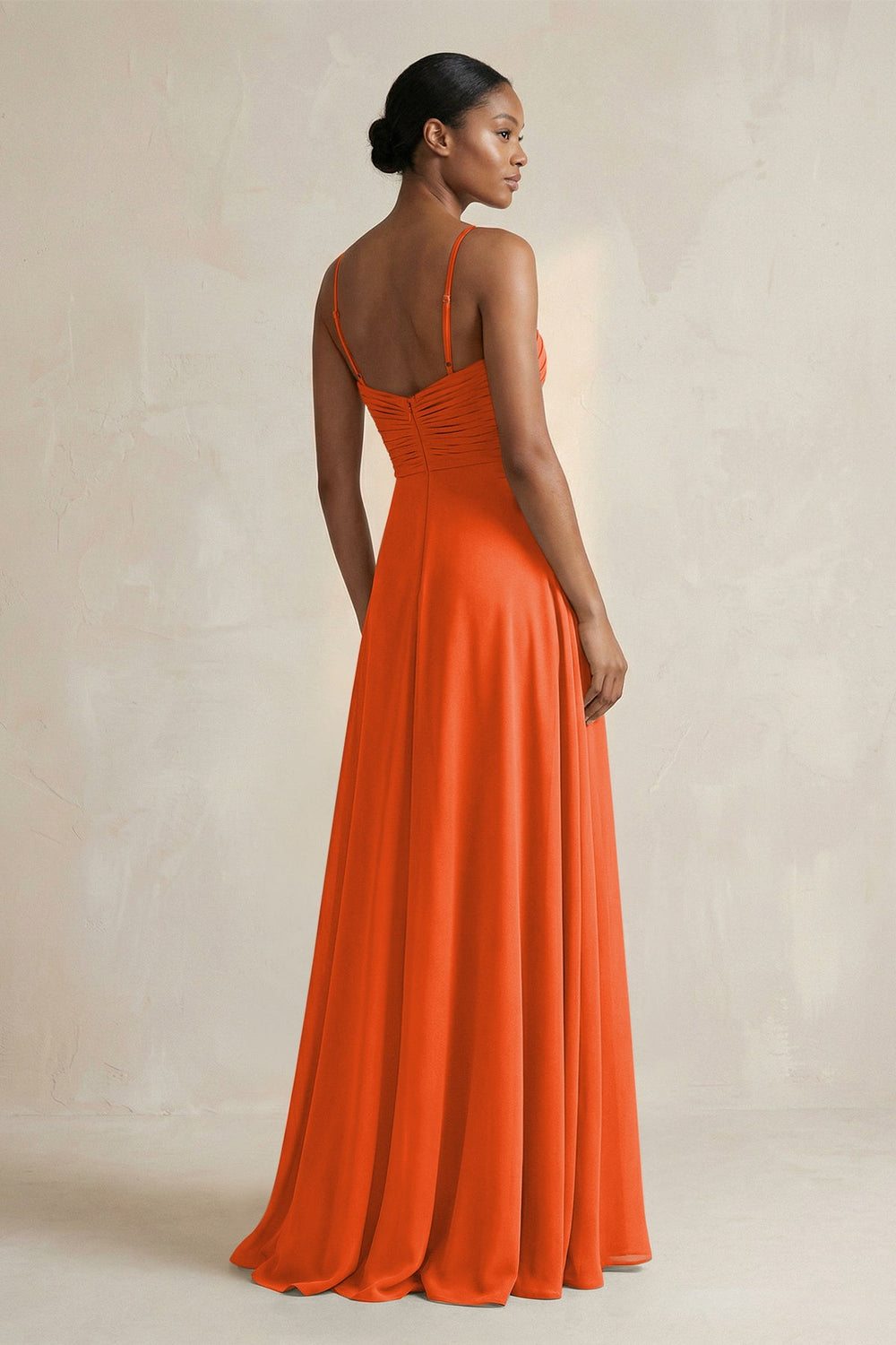 Halter Pleated Chiffon A-Line Bridesmaid Dress in Cinnamon