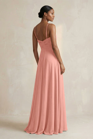 Halter Pleated Chiffon A-Line Bridesmaid Dress in Rosette (2) | KISSBRIDAL
