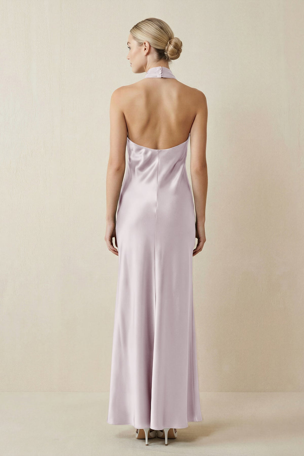 Halter Sheath Satin Bridesmaid Dress in Dusk